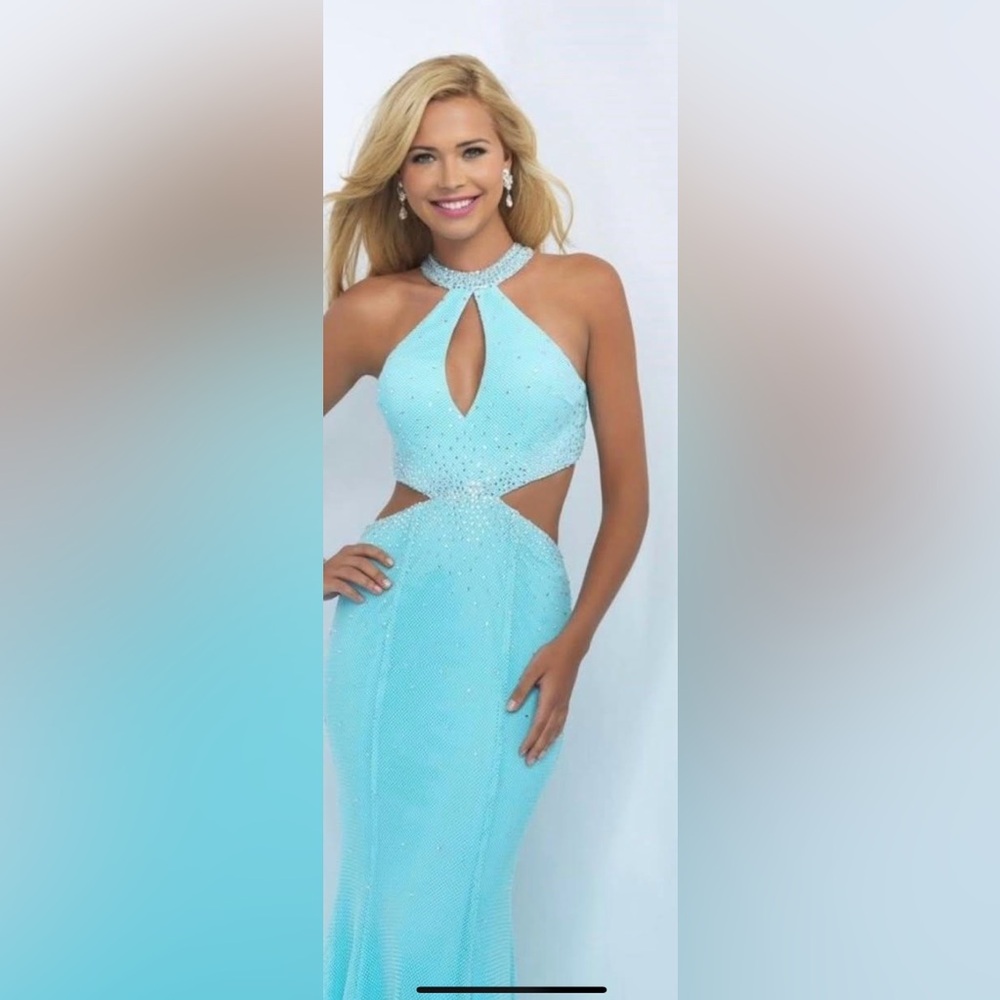 Elegant Blue Halter Dress